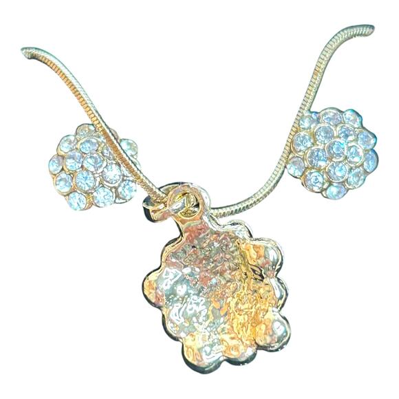 Austrian Crystal Clusters Matching Set Necklace and Earrings Gold Tone - Picture 4 of 5